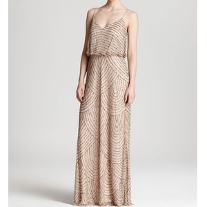 Adrianna Papell Beaded Champagne Dress